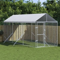  Outdoor Dog Kennel with Roof Silver 2x6x2.5 m Galvanised Steel