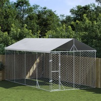  Outdoor Dog Kennel with Roof Silver 3x6x2.5 m Galvanised Steel