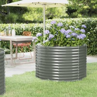  Garden Raised Bed Powder-Coated Steel 100x100x68 cm Grey