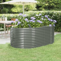  Garden Raised Bed Powder-Coated Steel 175x100x68 cm Grey