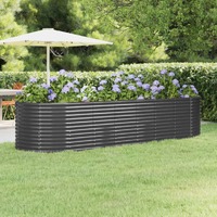  Garden Raised Bed Powder-coated Steel 322x100x68 cm Anthracite