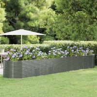  Garden Raised Bed Powder-Coated Steel 507x100x68 cm Grey
