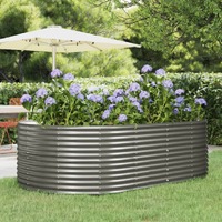  Garden Raised Bed Grey 212x140x68 cm Powder-Coated Steel