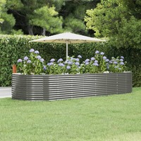  Garden Raised Bed Grey 367x140x68 cm Powder-Coated Steel