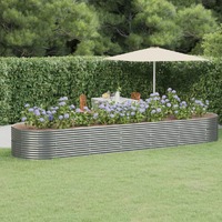  Garden Raised Bed Powder-Coated Steel 510x140x68 cm Grey