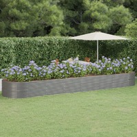  Garden Raised Bed Powder-Coated Steel 584x140x68 cm Grey