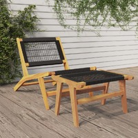  Garden Chair with Footrest Solid Wood Teak and Polyester