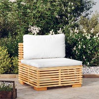 Garden Middle Sofa with Cream Cushions Solid Wood Teak