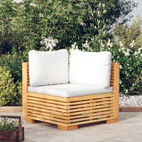  Garden Corner Sofa with Cream Cushions Solid Wood Teak