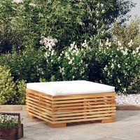  Garden Footrest with Cream Cushion Solid Wood Teak