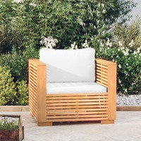  Garden Sofa Chair with Cream Cushions Solid Wood Teak