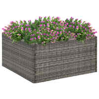  Garden Planter Grey 80x80x40 cm Poly Rattan