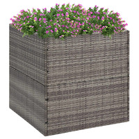  Garden Planter Grey 80x80x80 cm Poly Rattan
