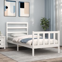 Bed Frame without Mattress White 90x190 cm Solid Wood Pine