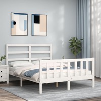  Bed Frame without Mattress White 135x190 cm Solid Wood Pine