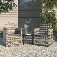  3 Piece Outdoor Lounge Set with Cushions Poly Rattan Grey