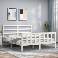  Bed Frame without Mattress White 150x200 cm Solid Wood Pine