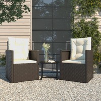  3 Piece Outdoor Lounge Set with Cushions Poly Rattan Black