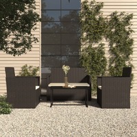  4 Piece Outdoor Lounge Set with Cushions Poly Rattan Black