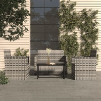  4 Piece Outdoor Lounge Set with Cushions Poly Rattan Grey