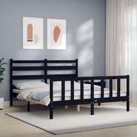  Bed Frame without Mattress Black 150x200 cm Solid Wood Pine