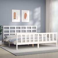  Bed Frame without Mattress White 183x203 cm King Solid Wood Pine