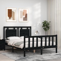  Bed Frame without Mattress Black 135x190 cm Solid Wood Pine