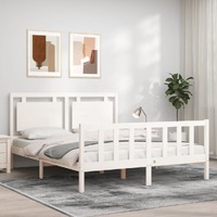  Bed Frame without Mattress White 150x200 cm Solid Wood Pine