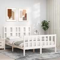  Bed Frame without Mattress White 135x190 cm Solid Wood Pine