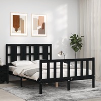  Bed Frame without Mattress Black 135x190 cm Solid Wood Pine