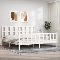  Bed Frame without Mattress White 183x203 cm King Solid Wood Pine