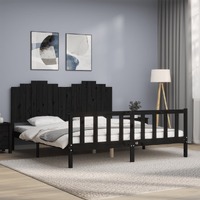  Bed Frame without Mattress Black 183x203 cm King Solid Wood Pine