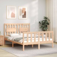  Bed Frame without Mattress 135x190 cm Solid Wood Pine