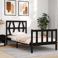  Bed Frame without Mattress Black 90x190 cm Solid Wood Pine