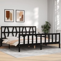  Bed Frame without Mattress Black 183x203 cm King Solid Wood Pine