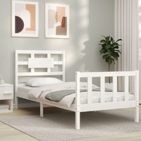  Bed Frame without Mattress White 90x190 cm Solid Wood Pine