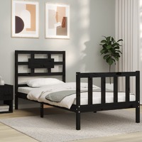  Bed Frame without Mattress Black 90x190 cm Solid Wood Pine
