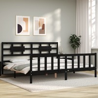  Bed Frame without Mattress Black 183x203 cm King Solid Wood Pine