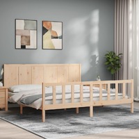  Bed Frame without Mattress 183x203 cm King Solid Wood Pine