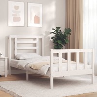  Bed Frame without Mattress White 90x190 cm Solid Wood Pine