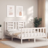  Bed Frame without Mattress White 135x190 cm Solid Wood Pine