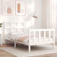  Bed Frame without Mattress White 90x190 cm Solid Wood Pine