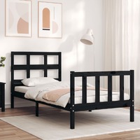  Bed Frame without Mattress Black 90x190 cm Solid Wood Pine