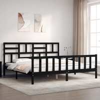  Bed Frame without Mattress Black 183x203 cm King Solid Wood Pine