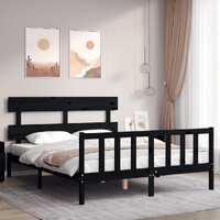  Bed Frame without Mattress Black 150x200 cm Solid Wood Pine