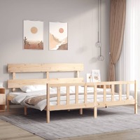  Bed Frame without Mattress 183x203 cm King Solid Wood Pine