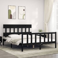  Bed Frame without Mattress Black 150x200 cm Solid Wood Pine
