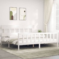  Bed Frame without Mattress White 183x203 cm King Solid Wood Pine