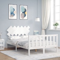  Bed Frame without Mattress White 135x190 cm Solid Wood Pine