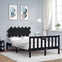  Bed Frame without Mattress Black 135x190 cm Solid Wood Pine